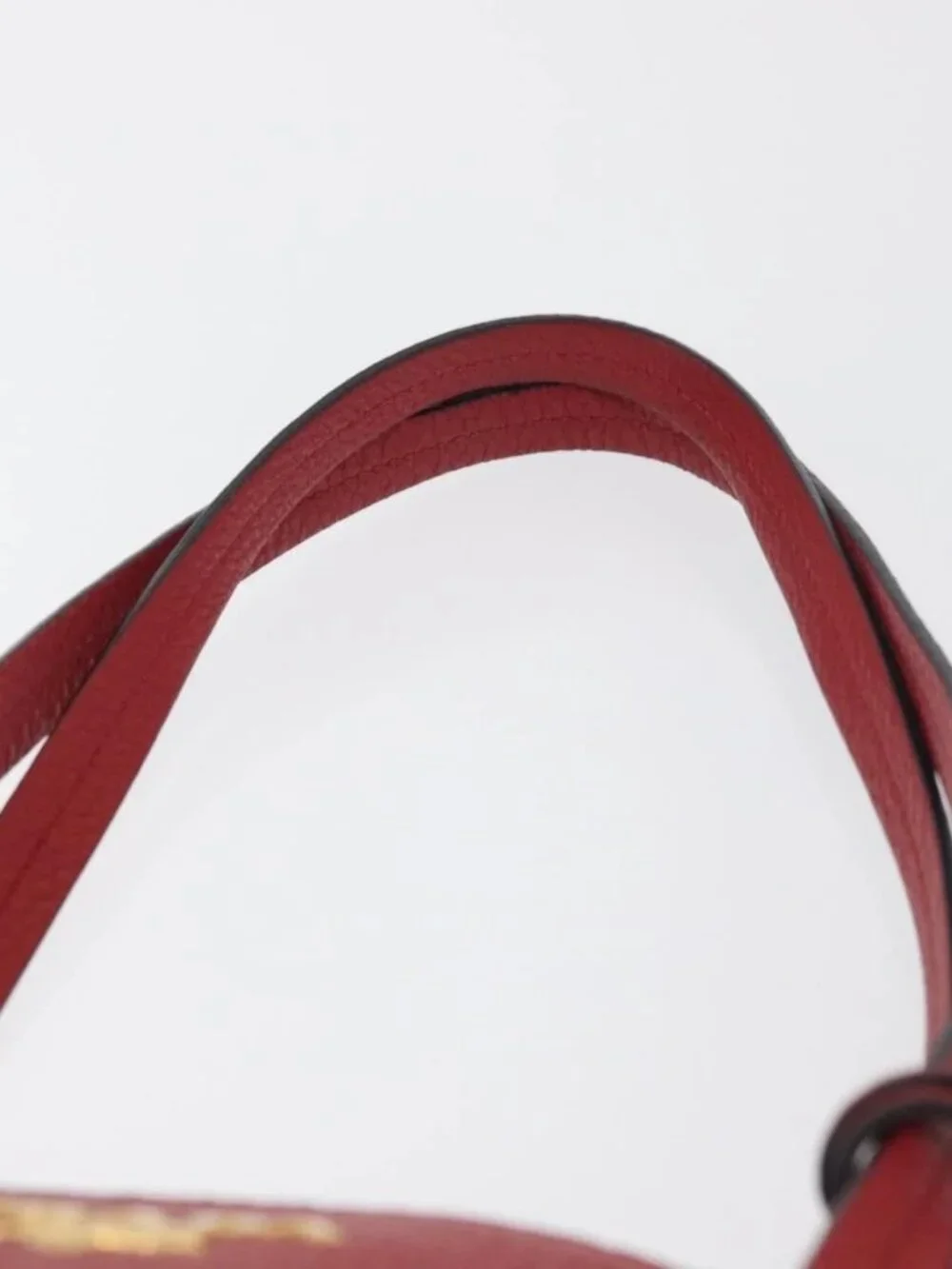 PRADA Vittero Tote Bag Leather Red Gold Auth ka3868